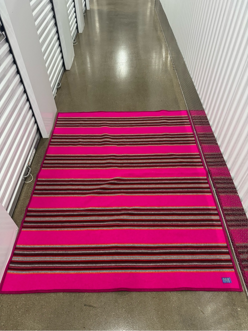 Vibrant Pink Striped vintage Pendleton blanket wool